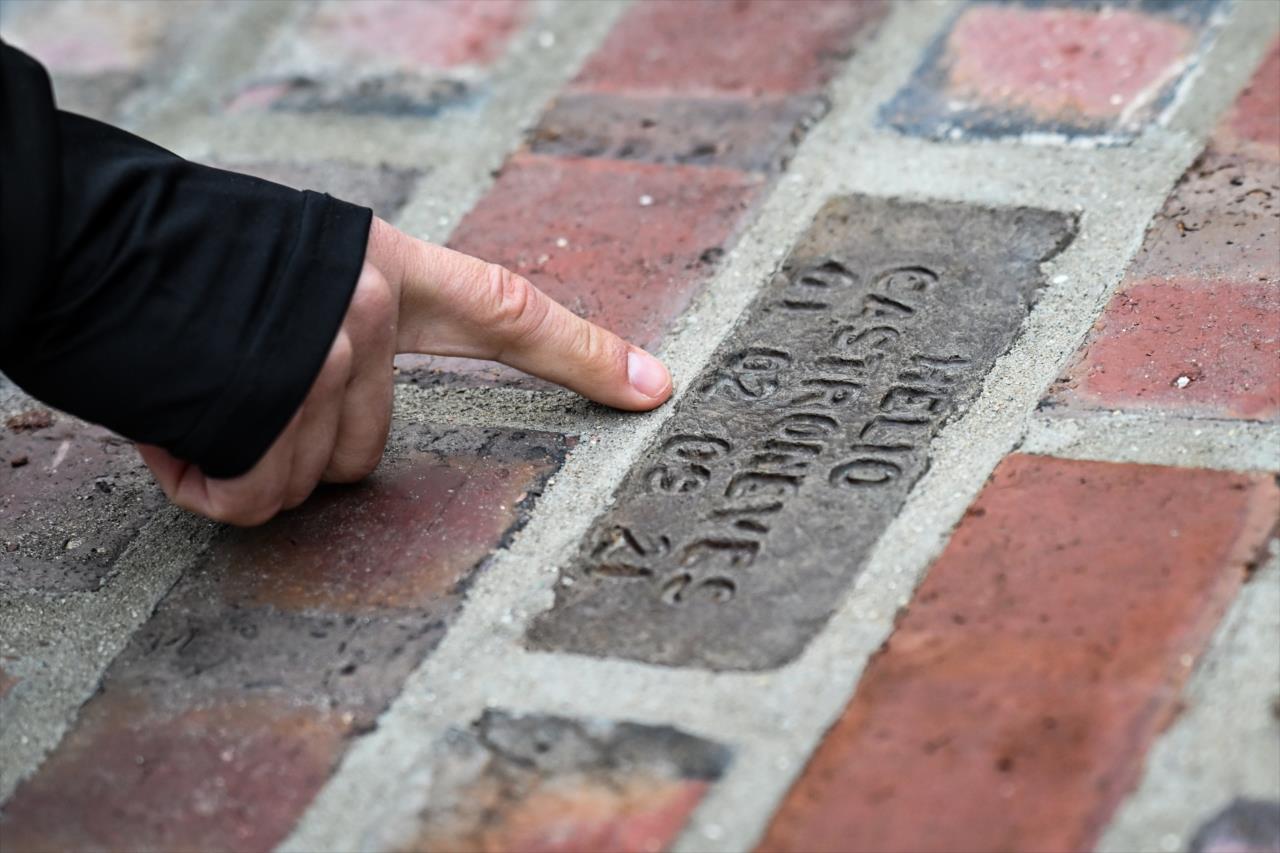 View Helio Castroneves 4 Time Winner Brick Unveil at Yard of Bricks - February 17, 2023 Photos